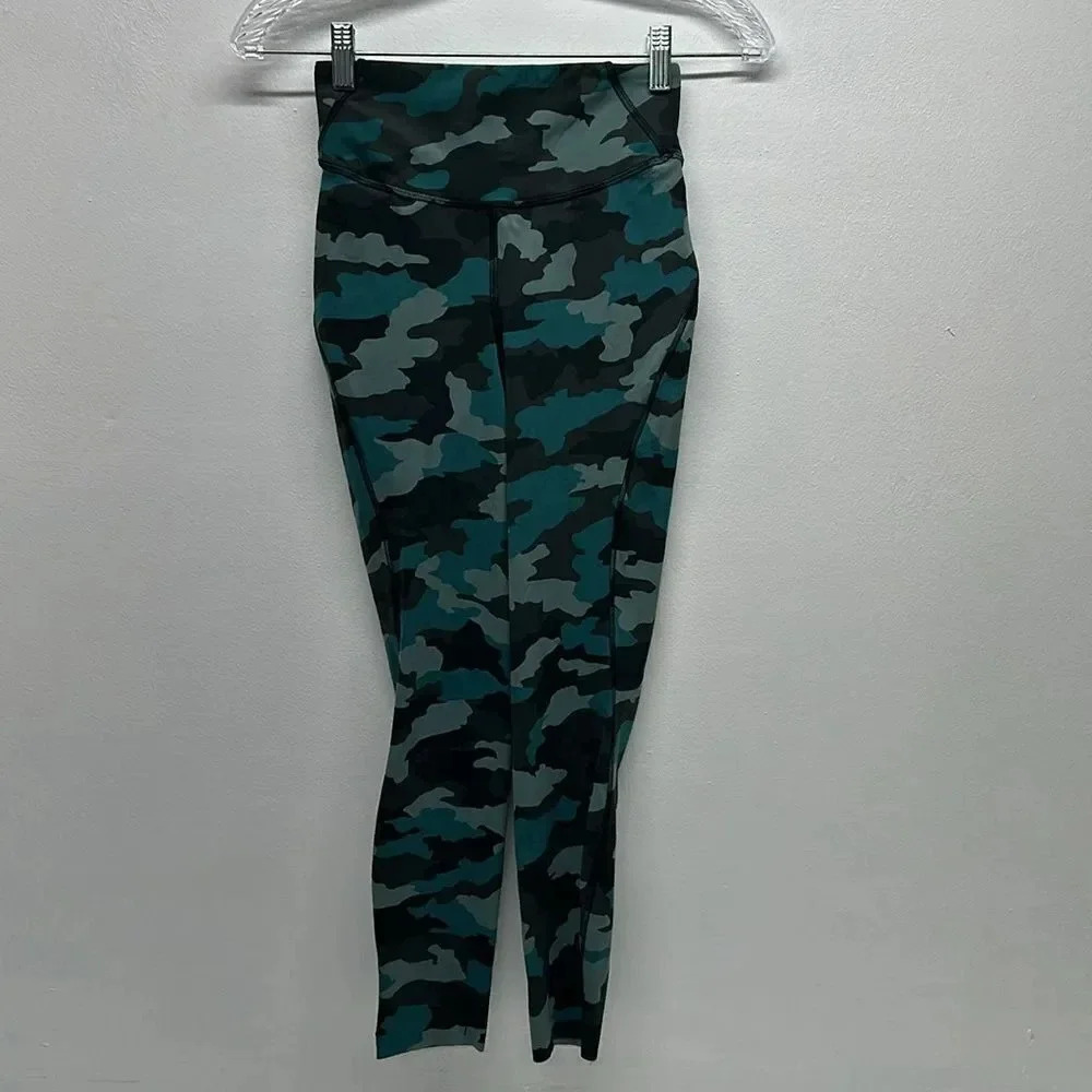 Lululemon Base Pace Tight Leggings High Rise 25" Heritage 365 Camo Green Teal 4